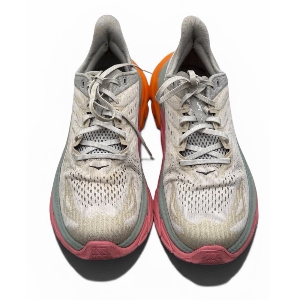 HOKA Clifton Edge Mens 10.5 Running Shoes Cream Pink Orange Athletic Sneakers